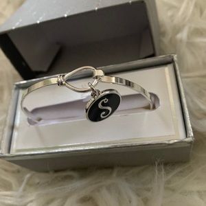 initial S bracelet silver
